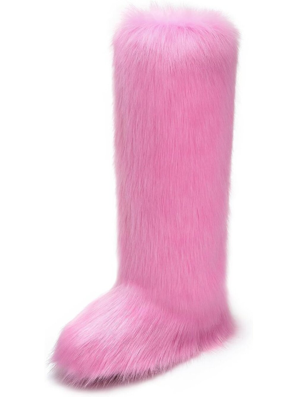 Cozy Faux Fur Knee High Boots for Women | Fluffy Round Toe Winter Snow Boots